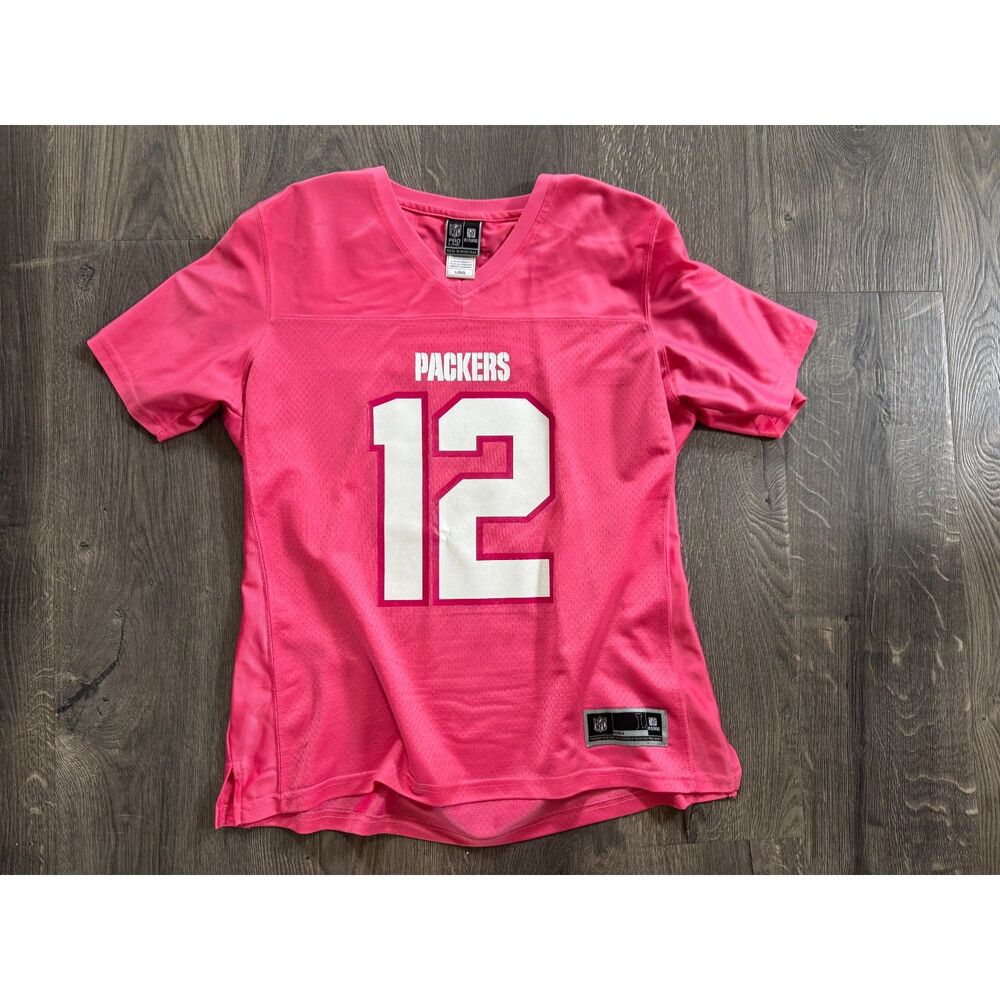 Green Bay Packers Aaron Rodgers 12 Hot Pink NFL Pro Line Football Jersey Youth L